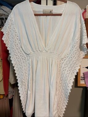 Seaspice White Crochet V-Neck Swim Coverup Tunic